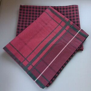 2 Cuddl Duds Pillowcase Shams FLANNEL Cotton Buffalo Plaid Red Black Plaid Cabin